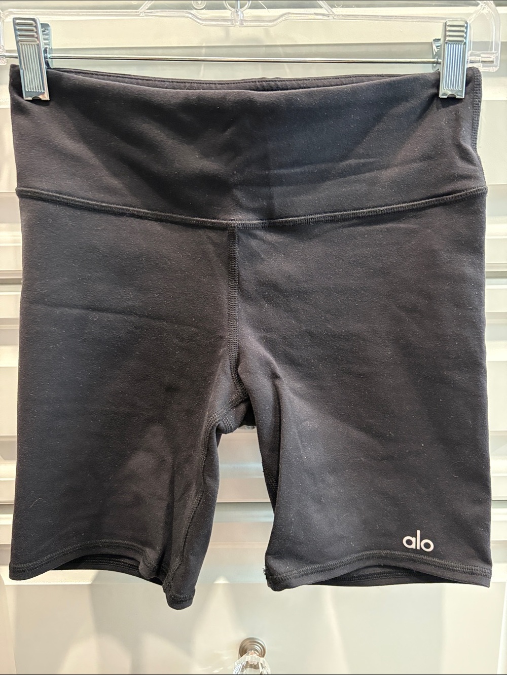 ALO Yoga Black High-Rise Bike Shorts with Subtle Logo
